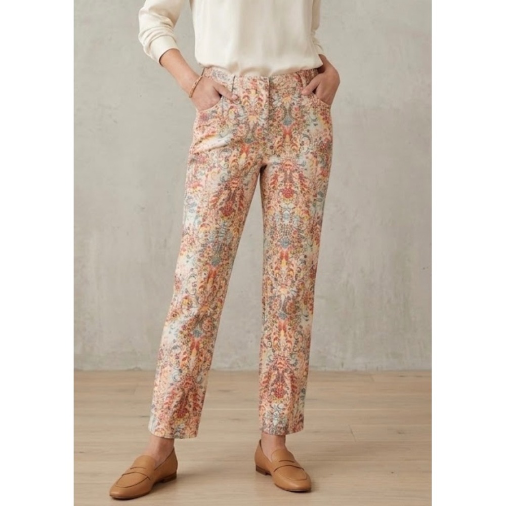 Gloria Vanderbilt Amanda Paisley Print Tapered Pants Womens 16W Multicolor High